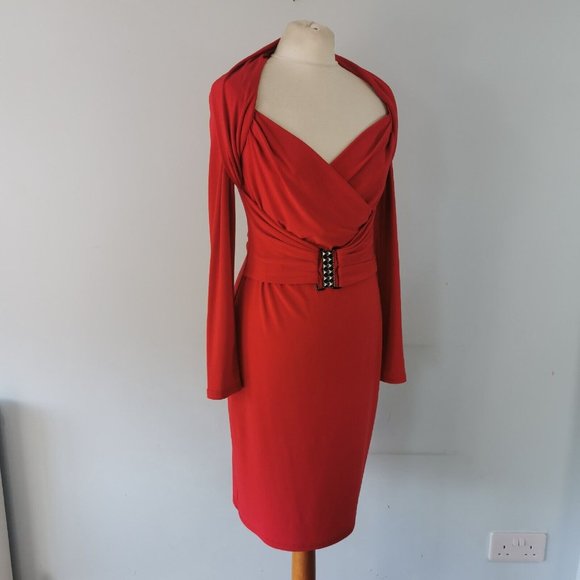 JOSEPH RIBKOFF Long Sleeve Shrug Fitted Cocktail Party Dress UK Size 10 - Picture 3 of 9